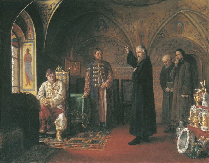 Митрополит Филипп обличает Ивана Грозного. Художник: Яков Турлыгин