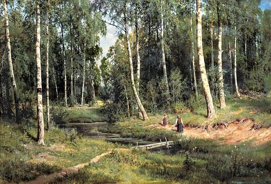Иван Шишкин. Ручей в березовом лесу. 1883. Холст, масло. Государственный Русский Музей, Санкт Петербург