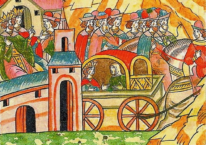 София Палеолог въезжает в Москву. Фрагмент миниатюры Лицевого Летописного свода