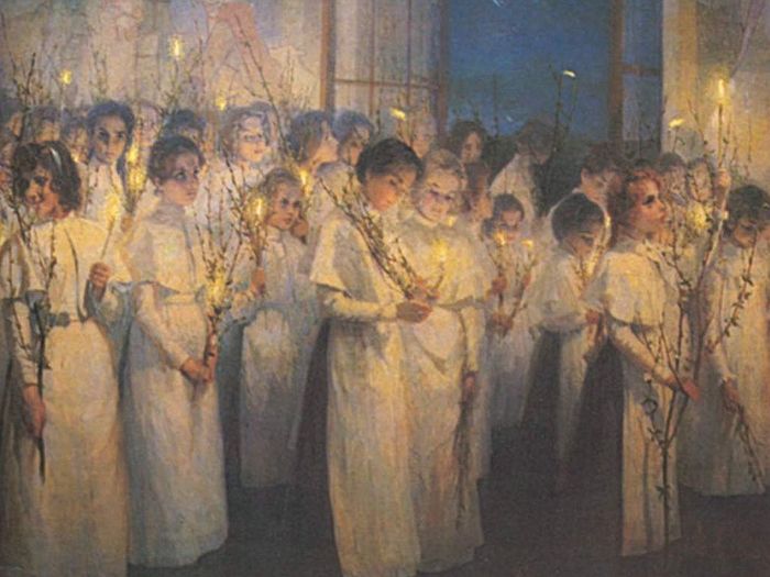 С. Блонская. «Девочки. Вербное воскресенье», 1900.