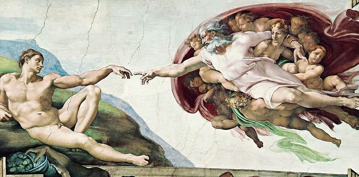 Фреска Микеланджело Буонарроти «Сотворение Адама» (Сикстинская капелла, Ватикан, Рим, 1508–1512)