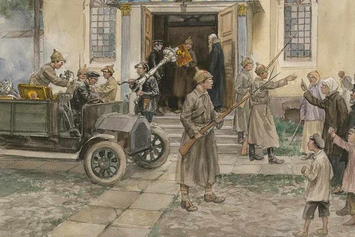 Изъятие церковных ценностей Рисунок Владимирова